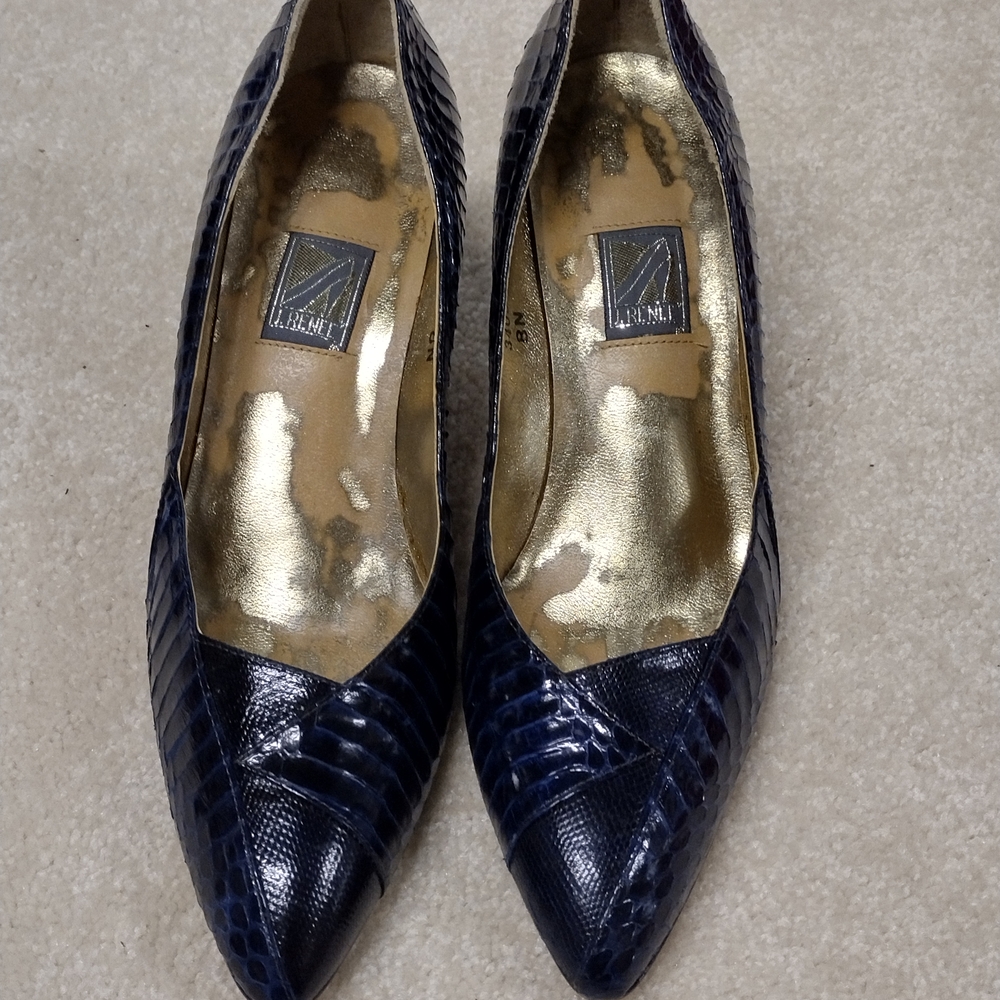. Renee Elegant Blue Snakeskin Women's Shoes